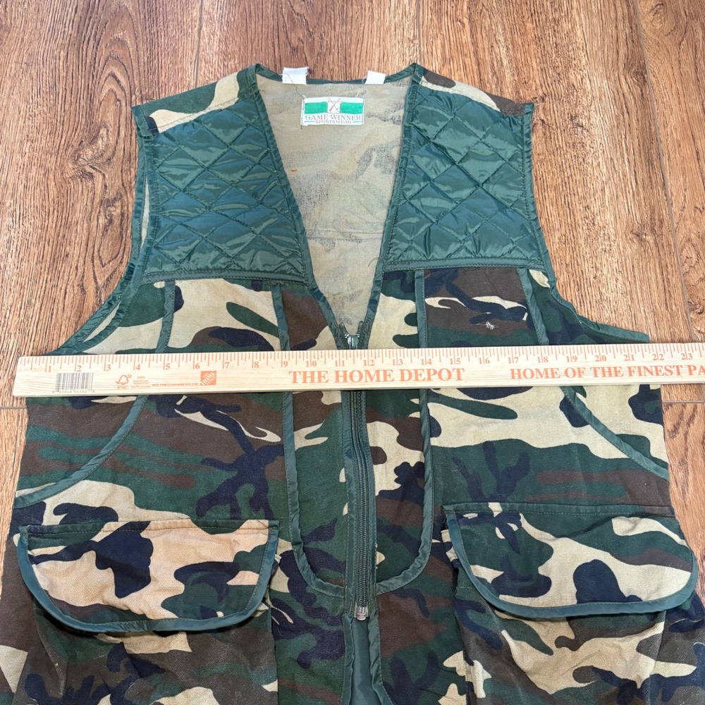 Vintage Game Winner Sportswear Camo Hunting Vest Mens M Shell Loops Woodland - Picture 4 of 10